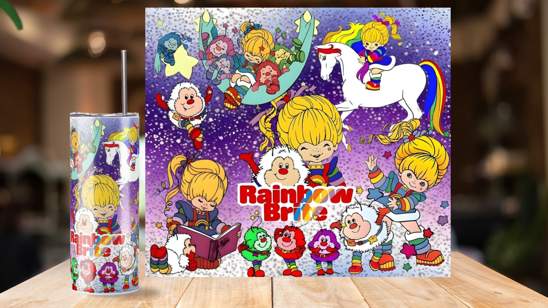 20 oz Skinny Tumbler Rainbow Brite (A)