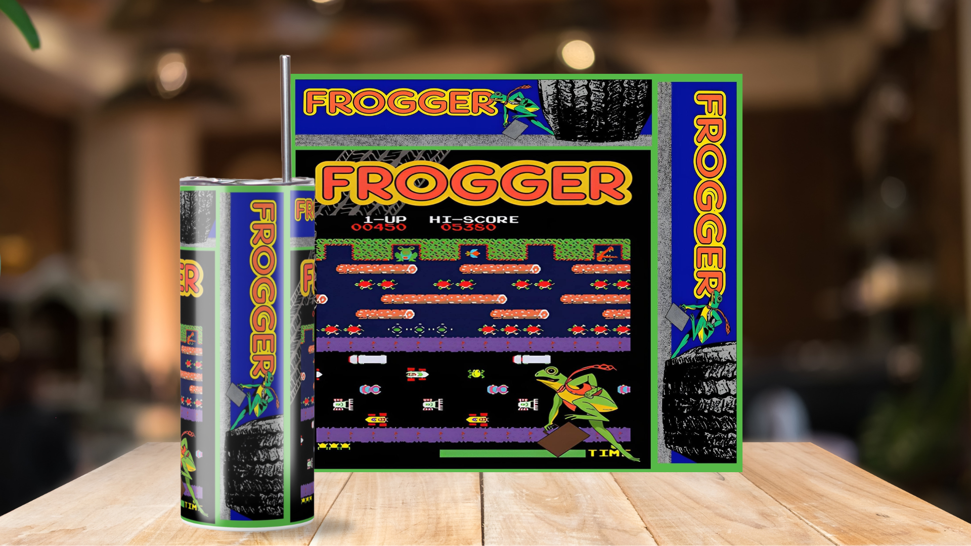 20 oz Skinny Tumbler Retro Frogger