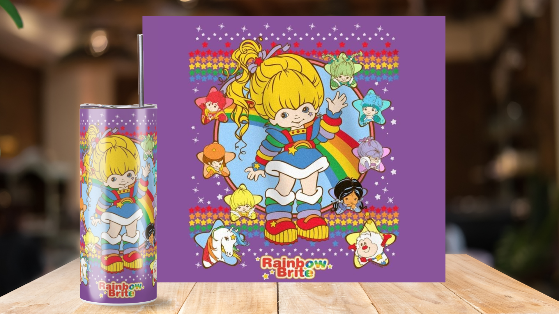 20 oz Skinny Tumbler Rainbow Brite (B)