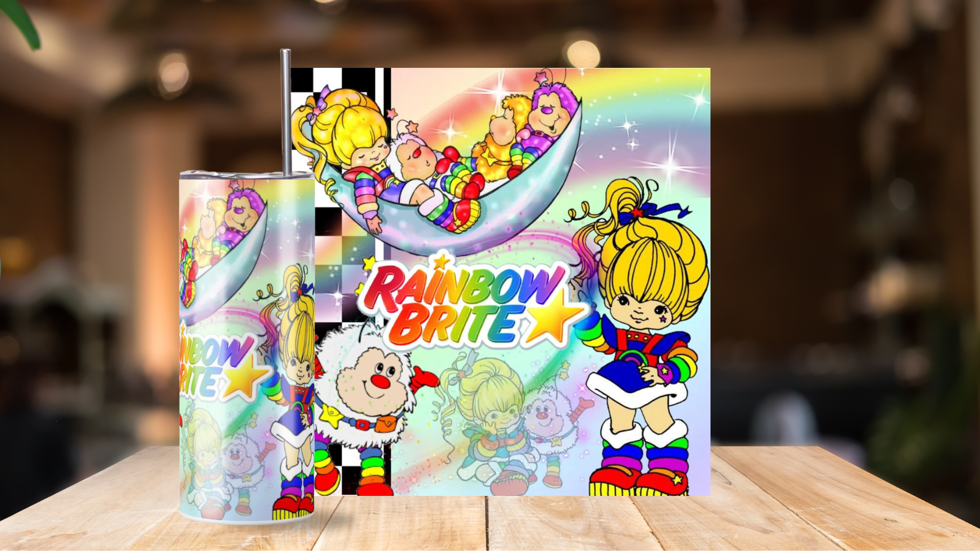 20 oz Skinny Tumbler Rainbow Brite (C)