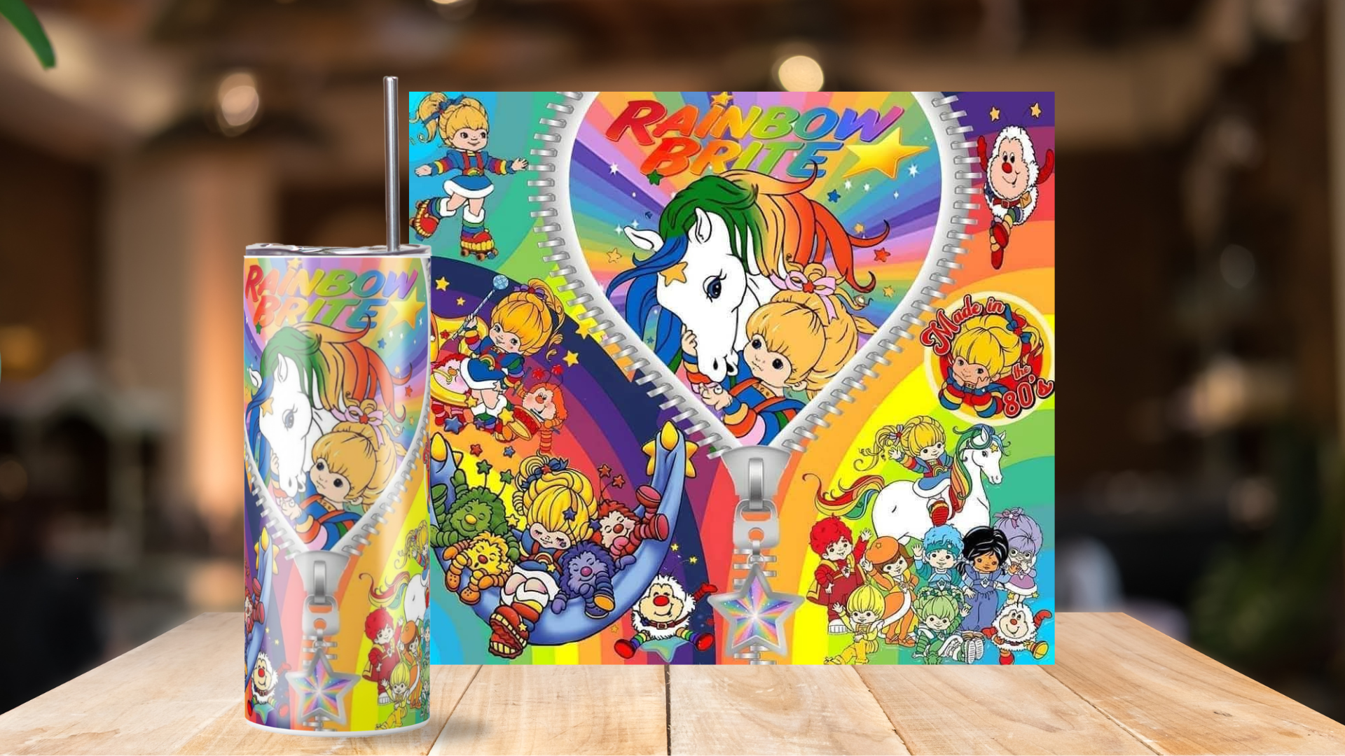 20 oz Skinny Tumbler Rainbow Brite (D)