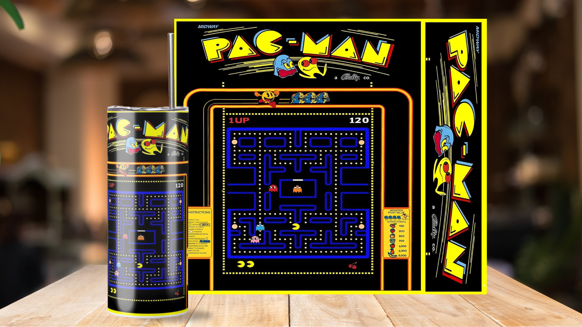 20 oz Skinny Tumbler Retro Pac-Man