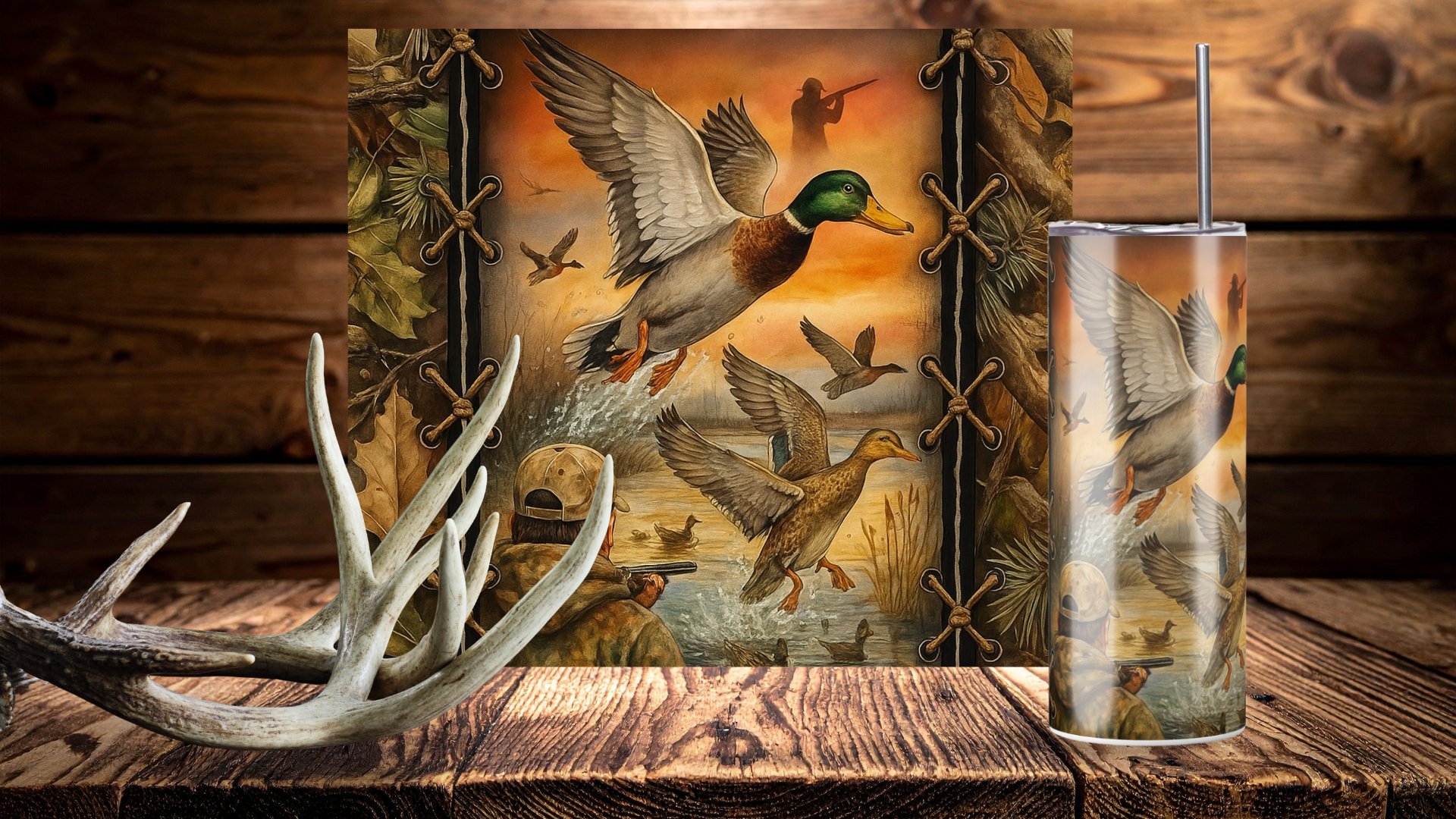 20 oz Skinny Tumbler Duck Hunt